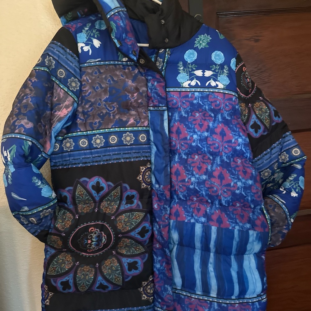 Attitudes by Renee Multicolor Patterned Puffer Jacket